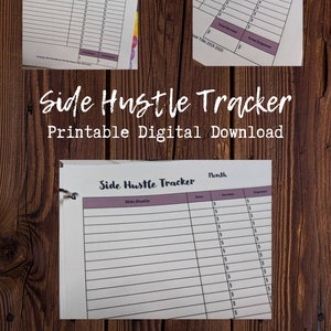 Side Hustle Tracker Printable Template Budget Binder Side Income Budget Planner Financial Planner Debt Free Planning Track Side Job Income