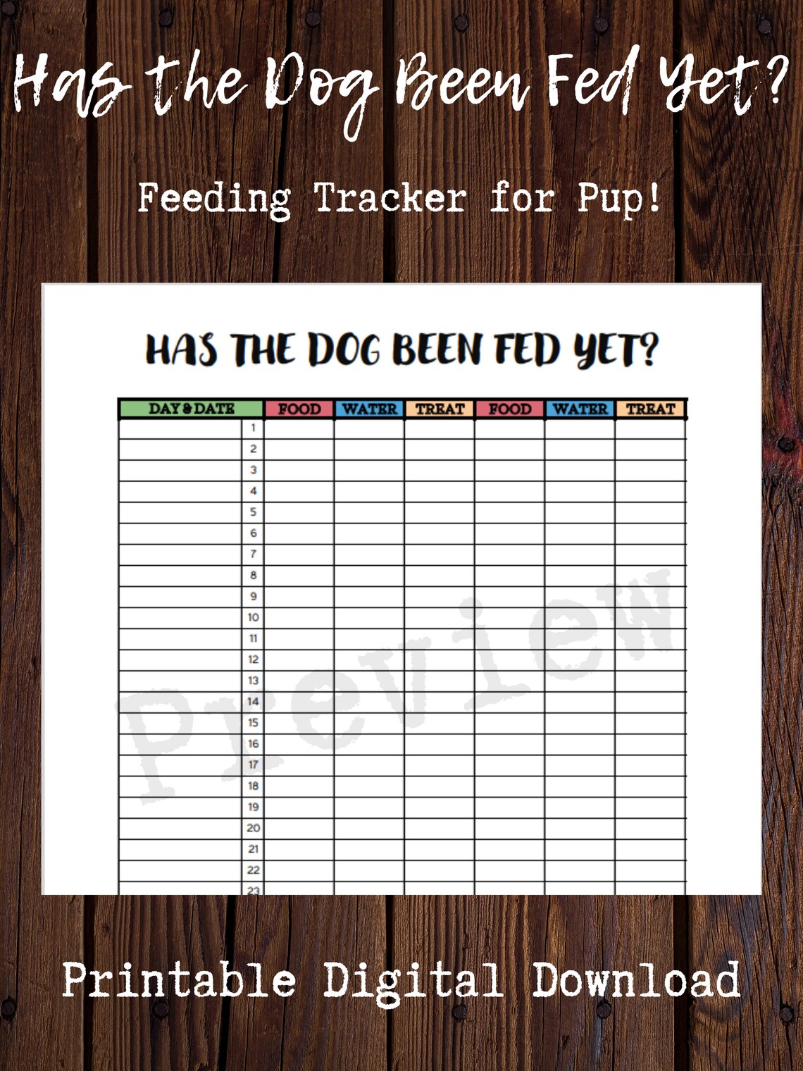 Has the Dog Been Fed Yet? Printable Instant Digital Download Monthly ...