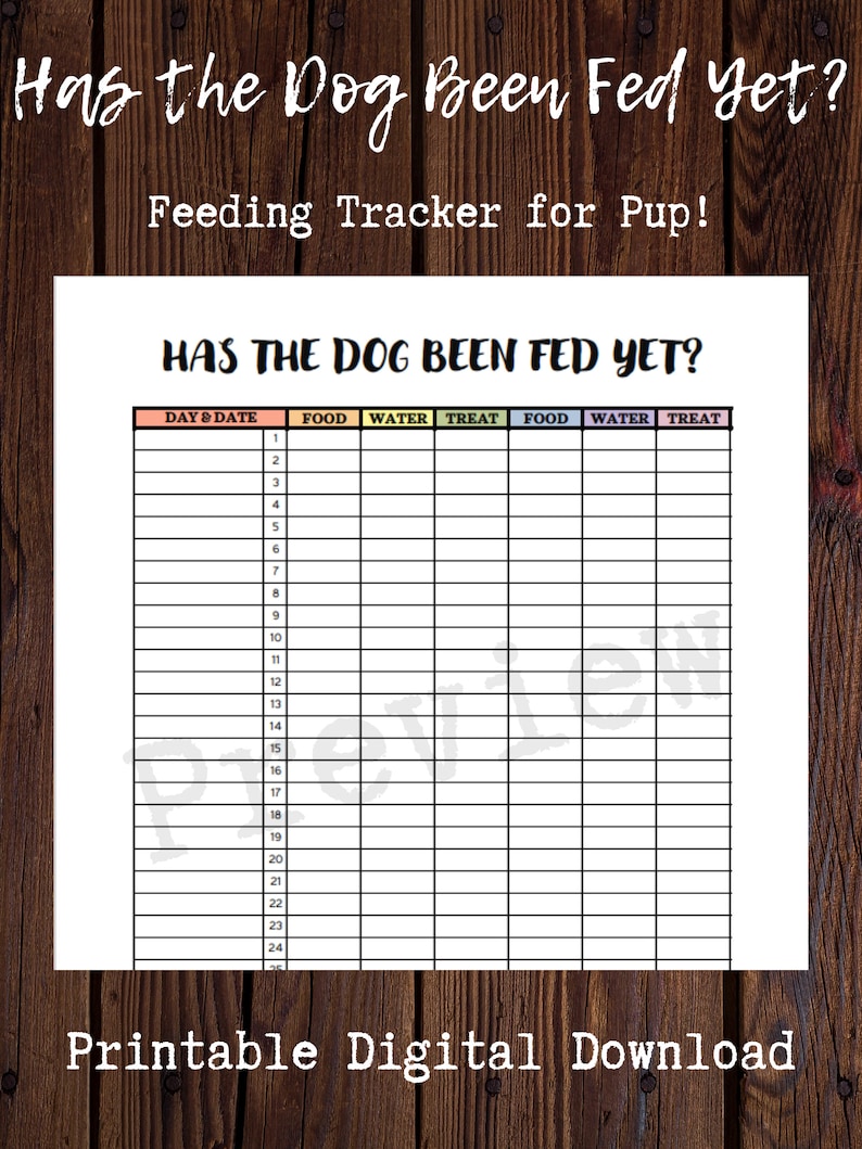 Has the Dog Been Fed Yet? Printable Instant Digital Download Monthly ...