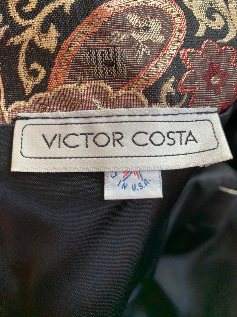 Vintage 80s Victor Costa Metallic Off Shoulder Sculptural Dress Gown With Bag S M 10