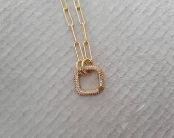 Mini Cz Square Lock // Carabiner