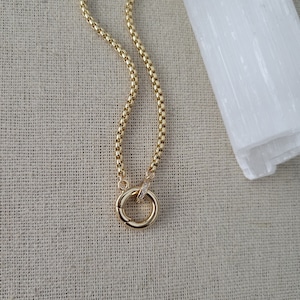 Circle Push Lock Necklace // Rolo Chain // 13mm