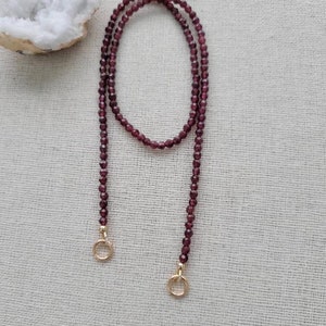 Garnet Carabiner Necklace // Lock // Screw // 3mm