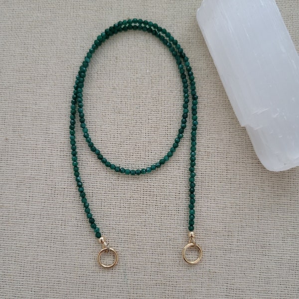 Green Onyx Carabiner Necklace // Lock // Screw // 2.5mm