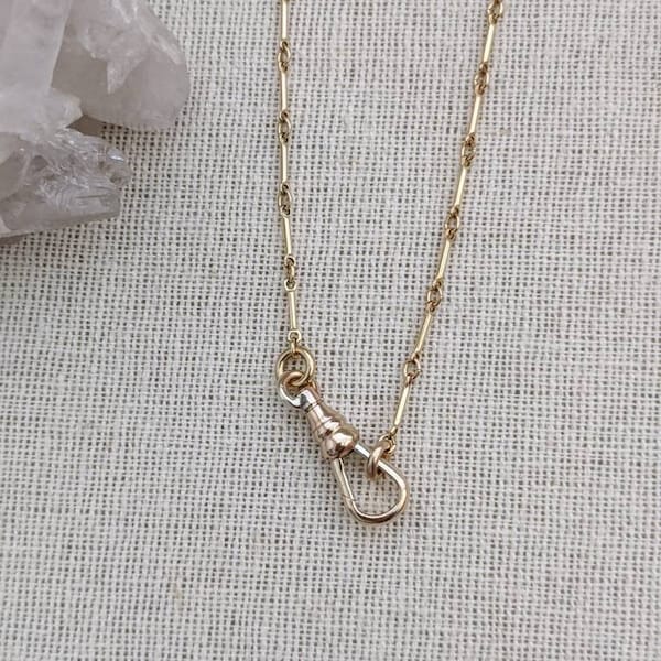 Swivel 14k Gold Filled Necklace // Lock // Charm