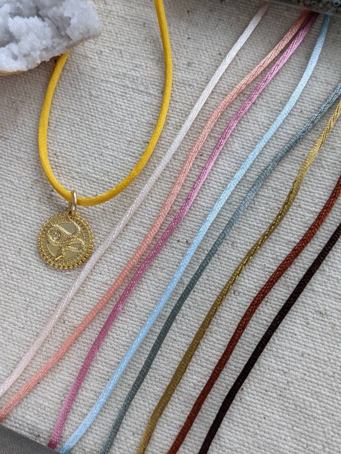 Silk Cord Necklace // Sterling Closure // for Charms Etsy