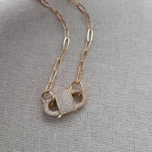 CZ Double Lock Necklace // Carabiner // Lock