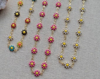 Fashion Rose Pink Enamel Hawaiian Tropic Island Flower Necklace Earring Set Gift