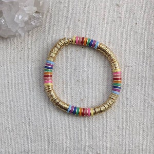 Rainbow Heishi Bracelet // Disc // Multi Color