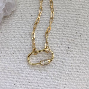 Carabiner Cz Necklace // Screw //  Oval