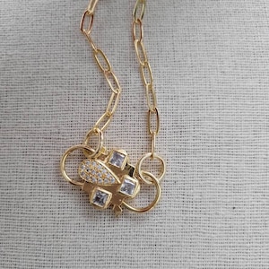 CZ Double Lock Necklace // Carabiner // Lock //