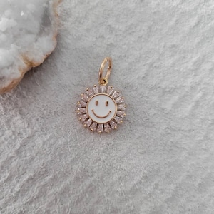 Happy Enamel Charm // CZ // Carabiner // Necklace