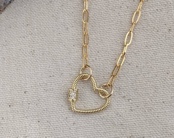 Twisted Heart Carabiner Necklace // Screw // Lock