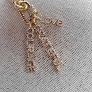 Cz Letter Charm // Courage // Love // Grateful
