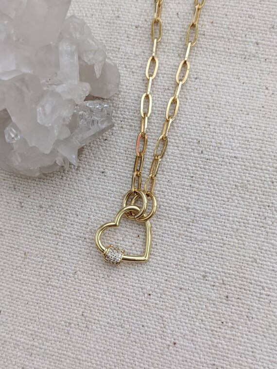 Heart Carabiner Lock Screw Necklace Etsy UK