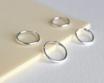 925 Sterling Silver 10mm, 12mm Hoop Earrings, 925 Sterling Silver Hoop Earrings, Hoop Earrings