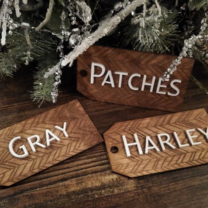 Personalized Wood Stocking Tags: 3D Chevron Christmas Decor