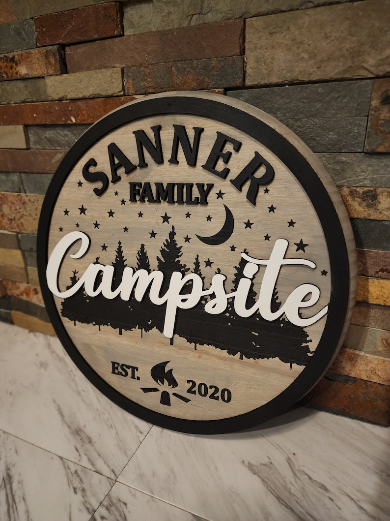 Personalized Campsite Sign: 3D Laser Cut Cabin Decor - Etsy