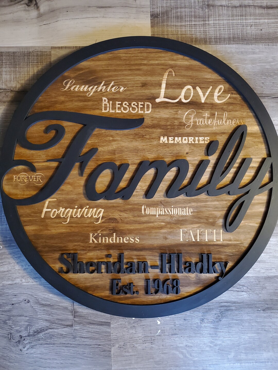 Personalized Family Name Wood Sign: Rustic Round Decor - Etsy