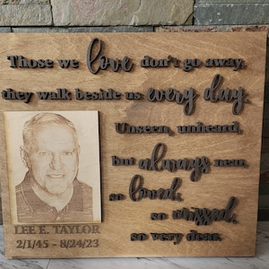 Engraved Memorial Photo Plaque: Laser Cut Remembrance Sign (16x14&quot;)