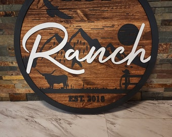 Cattle Ranch Sign, Western Style Decor, Ranch Style Sign, Steer and Cattle Decor