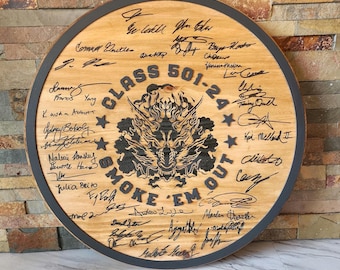 Custom Wood Teacher Appreciation Sign: Class Signatures & School Logo