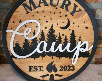 Personalized Camping Sign: Engraved Wood RV Decor