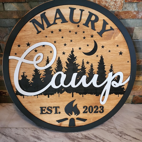 Personalized Camping Sign: Engraved Wood RV Decor
