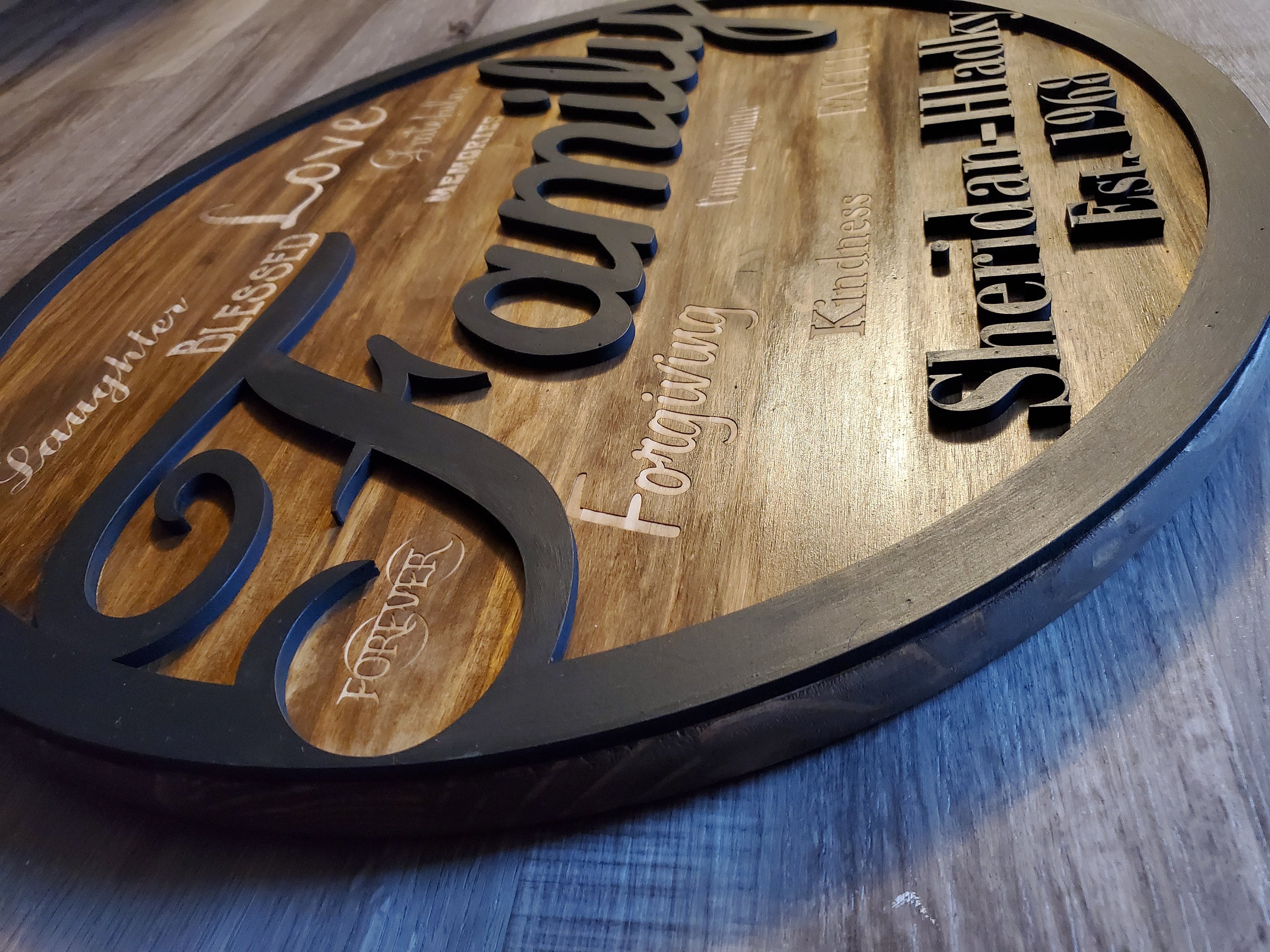 Personalized Family Name Wood Sign: Rustic Round Decor - Etsy