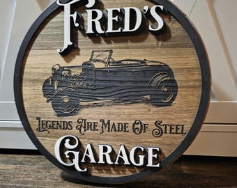 Personalized Hot Rod Sign, Car Sign for Garage