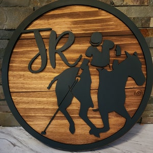 Personalized Polo Rider Wood Sign: 3D Equestrian Decor
