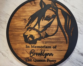 Personalized Horse Memorial Plaque: Round Wood Remembrance Sign