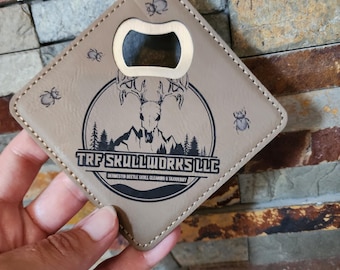 Personalized Leatherette Coaster with Bottle Opener: Groomsmen Gift Set