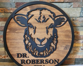 Personalized Livestock Veterinarian Office Sign: Sheep Decor, DVM Gift