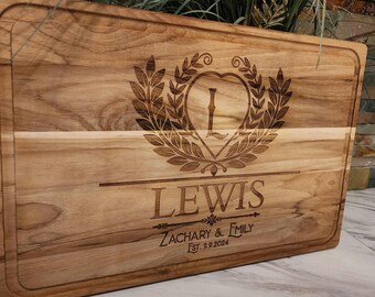 Personalized Wood Cutting Board for Bride and Groom, Custom Serving Tray for Anniversary Gift