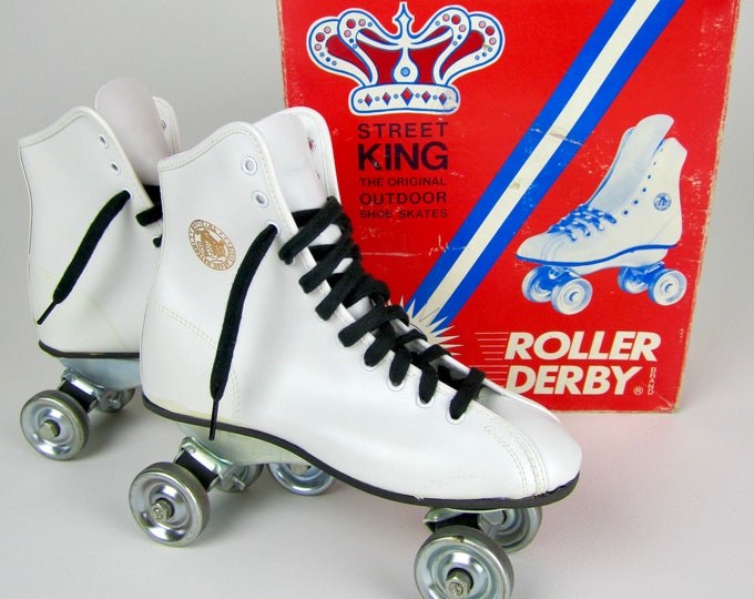 Roller Derby Street King Roller Skates Vintage Retro Metal Wheels White