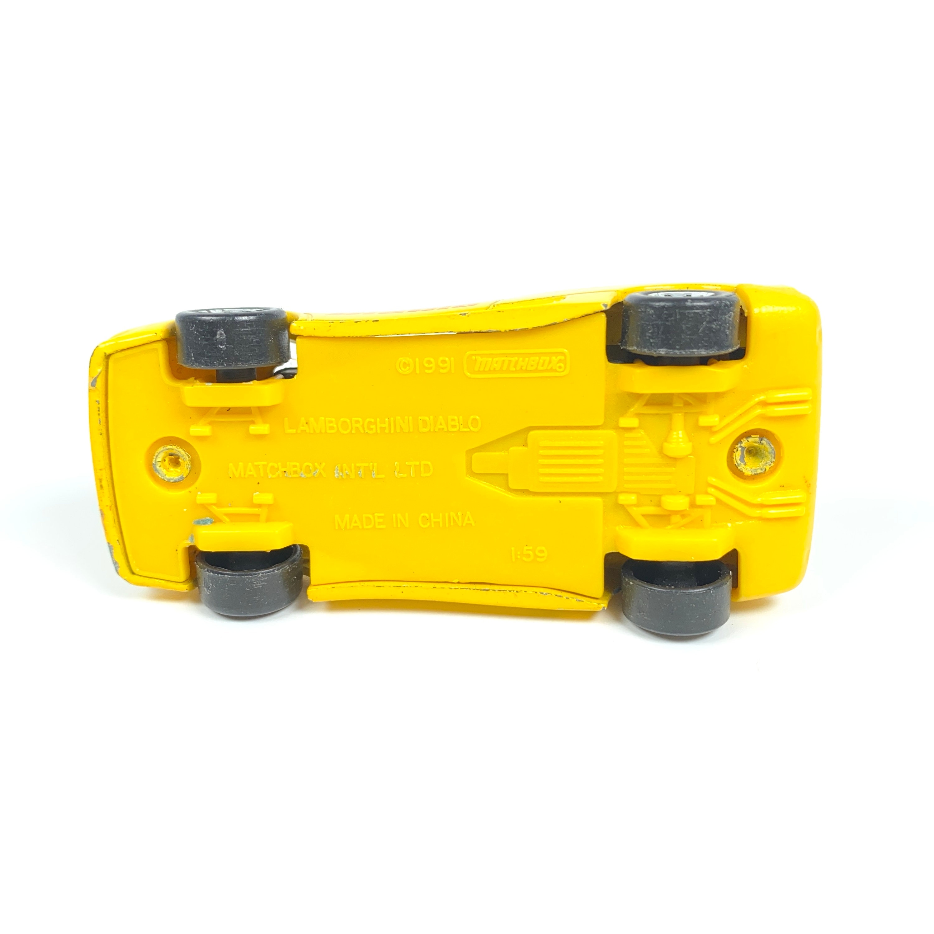 Vintage 1991 Matchbox Lamborghini Diablo Yellow Red 1990s Diecast