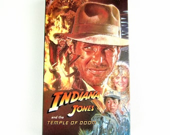 Klasyczny Indiana Jones i Świątynia Zagłady 1984 (wydanie na kasecie VHS Paramount z 1989 r.) PRZETESTOWANY! (Harrison Ford, Steven Spielberg)