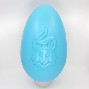 Blue Easter Rabbit 14&quot; Embossed Blow Mold Egg Decoration, Vintage 1990s, General Foam Plastics -NICE!