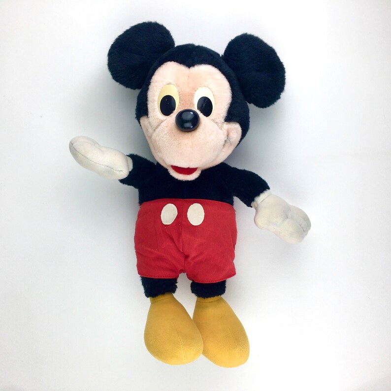 Vintage 80s Disney Playskool 16" Mickey Mouse Red Pants White Buttons Plush Stuffed Animal Toy, Hasbro image 2