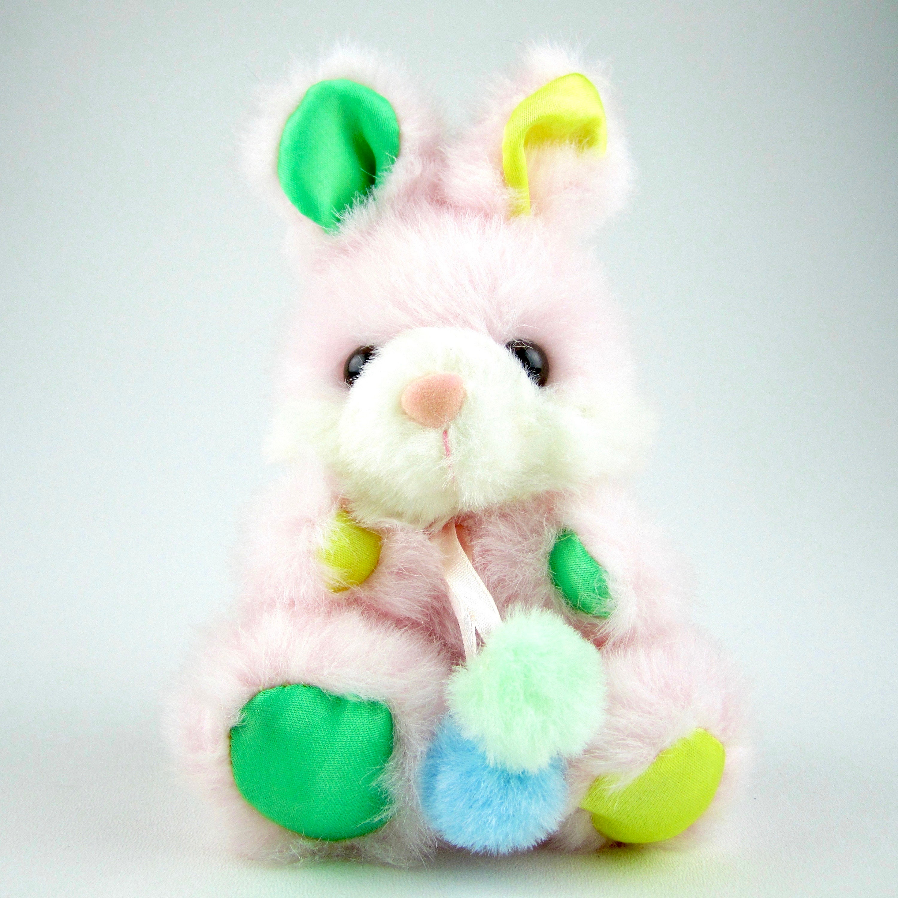ウサギのぬいぐるみ ピンクとイエロー ヴィンテージ バニー ウサギ ぬいぐるみ - ピンク イエロー