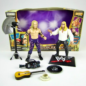 Figuras de acción vintage Jakks Pacific 2000, Titan Tron Live Picture Perfect con Edge y Christian, incompletas en caja, lucha libre retro, WWF y WWE