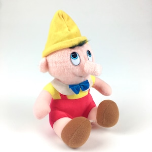 Vintage Official Disney PINOCCHIO 8” Plush Stuffed Toy Boy Disney Movie, Red Yellow Blue