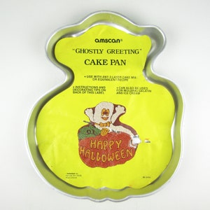 Vintage Amscan- &quot;Ghostly Greeting&quot; Cake Pan #26702- Ghost, Pumpkin, Jack O Lantern, Halloween