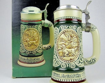 Sporting Wild Country Keulen - Vintage keramische bierpul met deksel - 1978 Avon (332951) Vissen, jagen - Ceramarte Brazilië - NIEUW in DOOS!