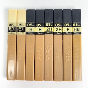 Vintage PENTEL 0.5mm Lead Pencil Refill Lot, 91 Pieces (P1, H, 2H, HB, F) -Japan