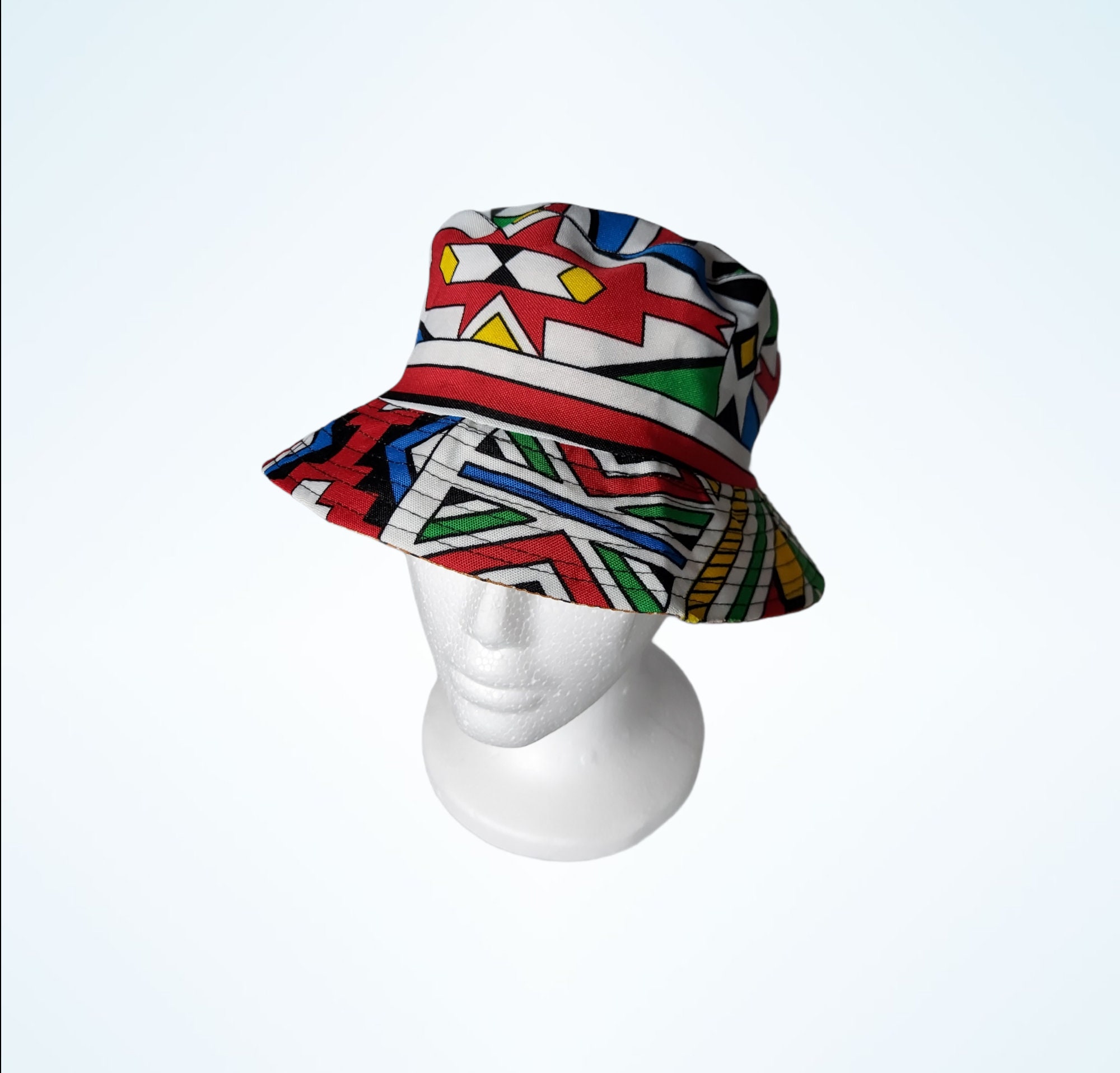 Ndebele Print Bucket Hat. Tribal Hat 