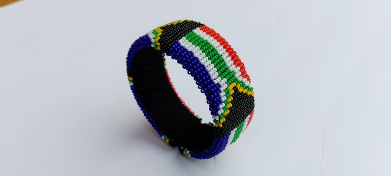 Yellow Beaded African Zulu Bangle main image 0