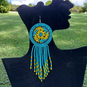 Beaded Zulu  Drop Earrings. African hoop earrings. Colorful African earrings. Tribal Zulu women Jewelry