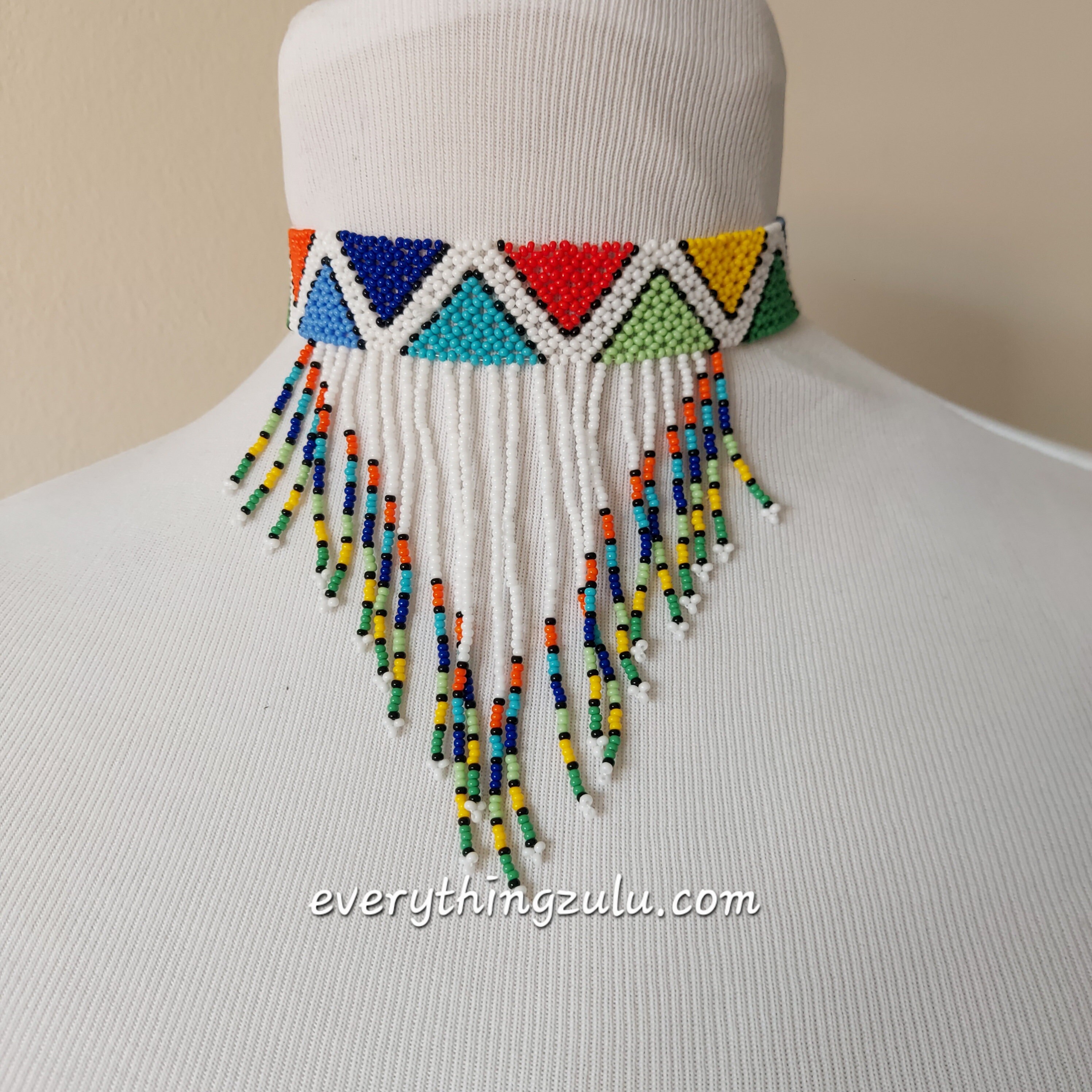Beaded Zulu Tassel Necklace/headband. Tribal Zulu Women Jewelry. - Etsy